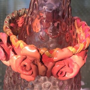 Handmade Leather Floral Cuff Bracelet